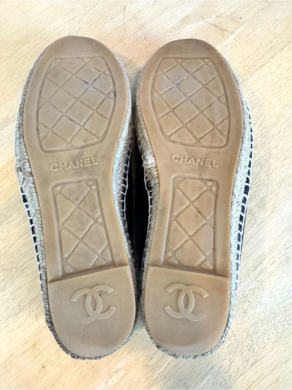 Chanel | Black Leather Pull-On Espadrille Shoes, EU 40